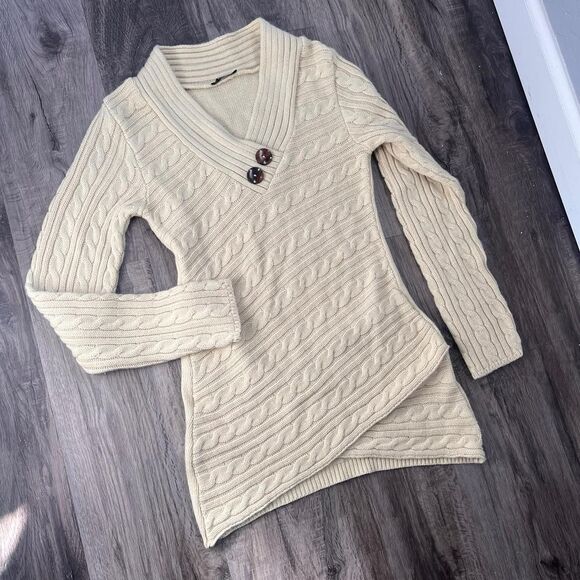 Y2K Cream Cable Knit Sweater Tunic - Picture 2 of 5